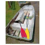 Fiberglass Row Boat With Paddles