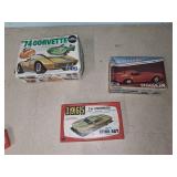 Three Corvette Model Kits