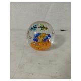 Glass Paperweight With Floral Motif