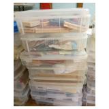 Stack of Craft Supplies in Plastic Bins