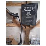 Desk Lamp With Magnifier and Framed Sign