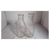 Two Vintage W. H. Shreve Glass Milk Bottles