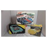 Three Vintage Corvette Model Kits