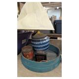 Table Lamp with Tin Containers