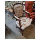 Wooden Armchair With Floral Upholstery
