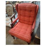 Red Upholstered Wingback Chair