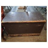 Wooden Storage Chest With Hinged Lid