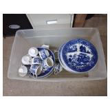 Blue Willow Style Ceramic Dish Set