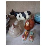 Milking Cow with Chicken Figurines