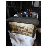 Wood Storage Box With Wildlife Scene