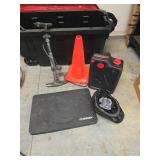Garage Accessories Lot: Pump, Cone, Mat.