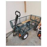 Green Metal Mesh Utility Wagon Cart