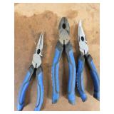 Three Pliers with Blue Handles