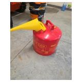Red Metal Safety Gas Can with Yellow Funnel
