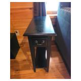 Black Wood Side Table with Drawer, 24x10x24in