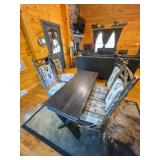 Rustic Wood Table with Upholstered Chairs, 40
