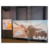 Longhorn Art Lot: Wood 4ft Panel & 16in x 16"