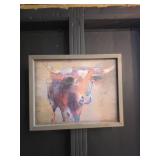 Framed Abstract Bull Portrait, 25 x 20 in