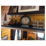 Rustic Shelf Decor Lot with Clock