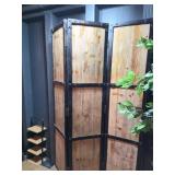 Wood and Metal Folding Room Divider Screen
