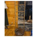 Wooden Bucket With Rope Handles and Ladder