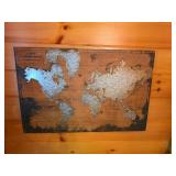 3ft x 2ft Metal and Wood World Map Wall Art