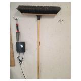 Large Push Broom with Wooden Handle