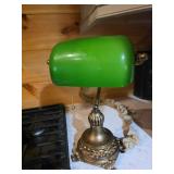 Brass Desk Lamp With Green Glass Shade