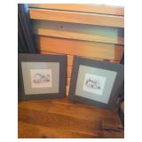 Framed Barn Scene Prints, 13.5" x 13.