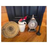 Decorative Plate, Jug With Dolls, Clock, and