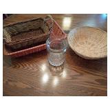 Woven Baskets and Cut Glass Vase Lot