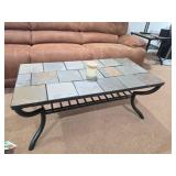 Three-Piece Stone-Top Table Set, Metal Base