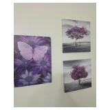 Purple Themed Wall Decor Set With Art