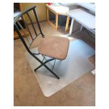 Black Metal Folding Chair with Brown Seat