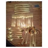 30 Piece Gold Tone Stainless Steel Flatware