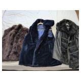 Trio of Faux Fur and Leather Vests