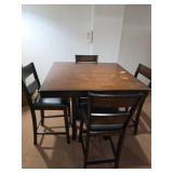Square Wood Pub Table with Four Chairs, 40x40