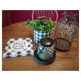 Cast Iron Circle Base with Candle, Cage and P