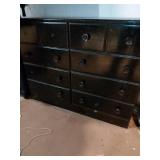 Black Wood 10 Drawer Dresser 46x15x36in