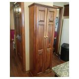 Wood Cabinet with Brass Knobs, 13x73x24
