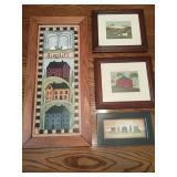 Framed Folk Art Prints Group, 4 Pieces
