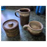 Studio Pottery Mug, Cup, and Lidded Jar Set