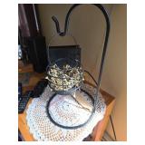 Metal Bird Feeder and Wall Candle Holder Set
