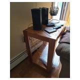 Wooden Side Table with Geometric Pattern
