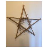 Wooden Star Wall Decor with Twig Wreath