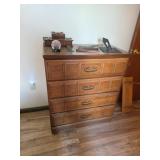 Four-Drawer Wood Dresser with Brass Handles