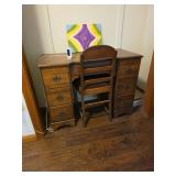 Wooden Desk and Chair Set with Drawers
