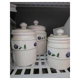 Three Ceramic Canisters With Floral