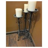Three Wrought Iron Candle Holders