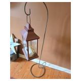 Metal Lantern with Glass Panels and Stand